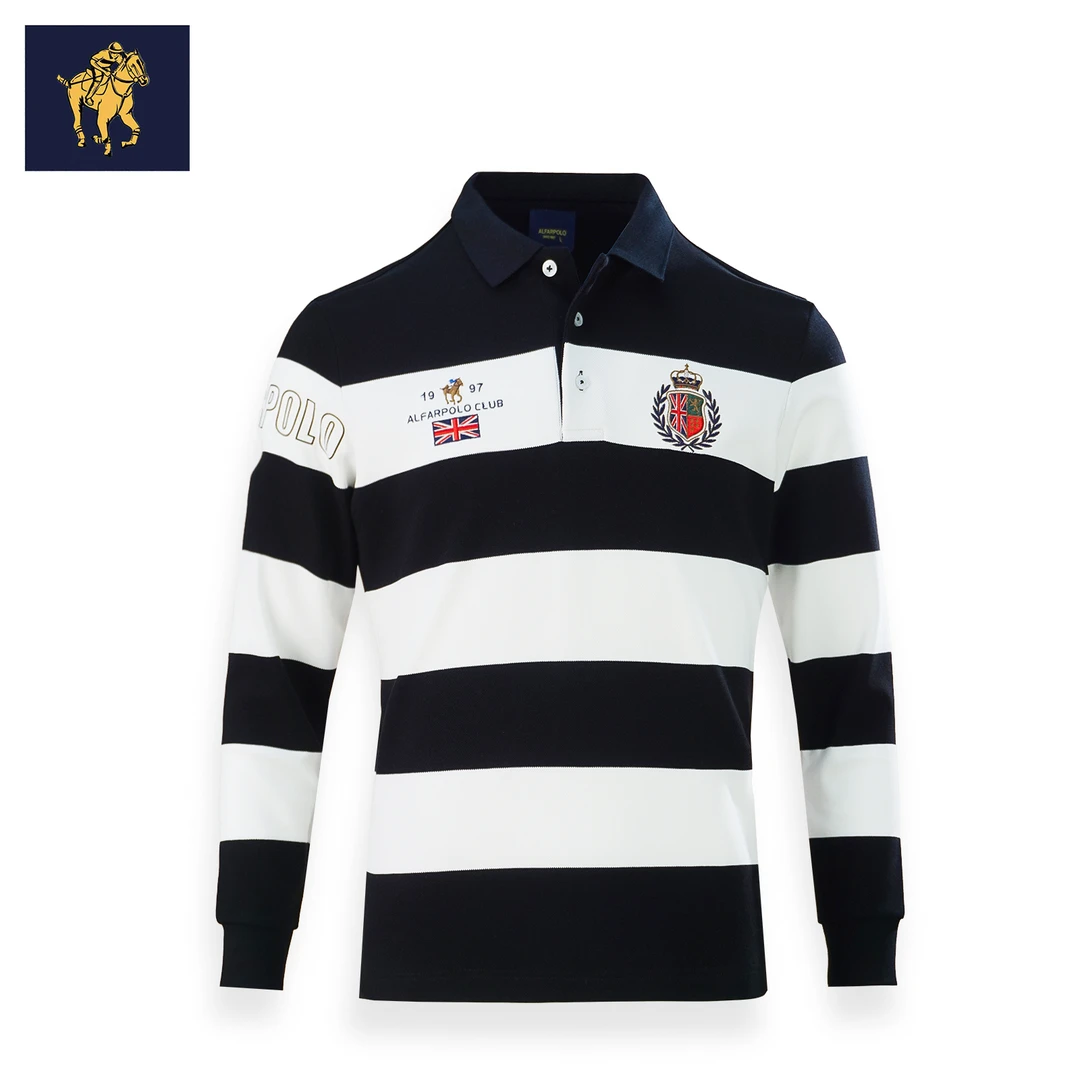 男士拼色针织Polo衫潮流时尚秋冬休闲长袖男装翻领男士潮流polo衫