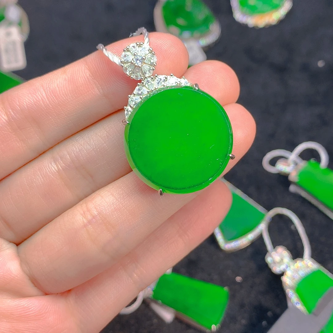 翡翠银S925镶嵌挂件