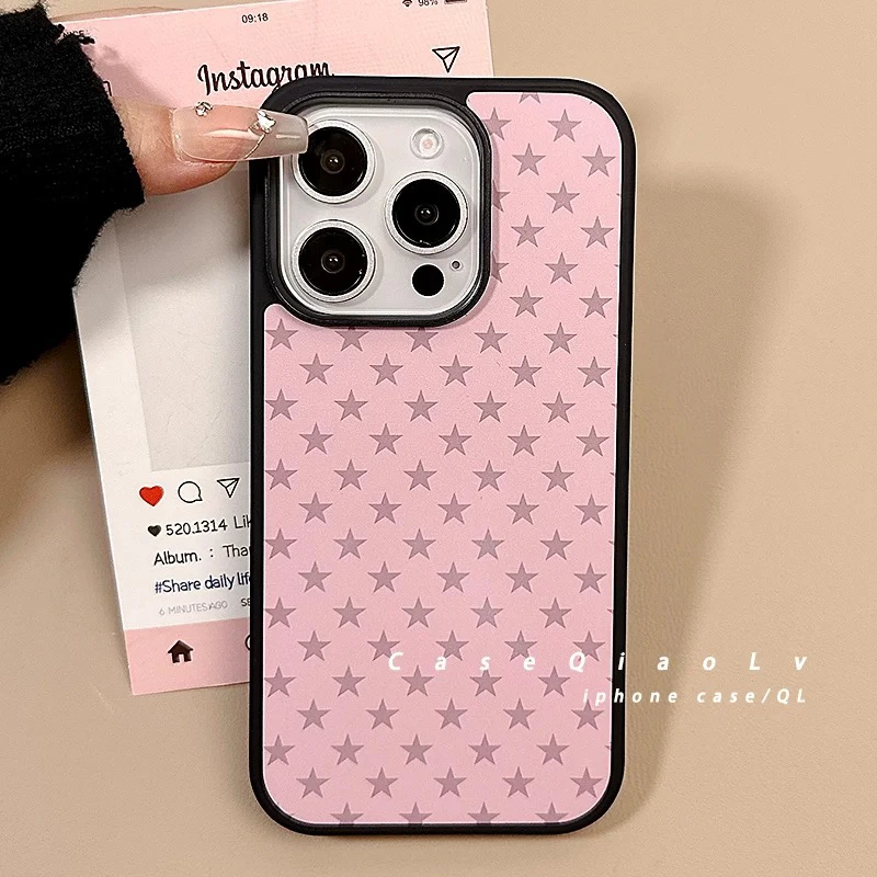 ins小众粉星星适用苹果16promax手机壳iPhone15pro磨砂14全包1312