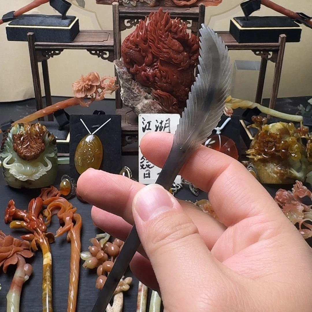 蛇纹石玉未镶嵌发饰