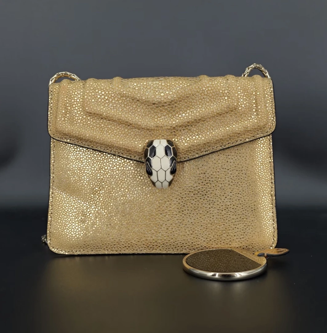 95新 BVLGARI/宝格丽 宝格丽金色珍珠鱼小号链条包