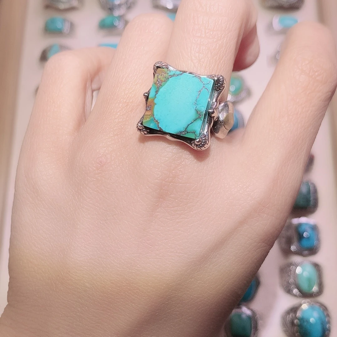 @***～绿松石银S925镶嵌颈饰