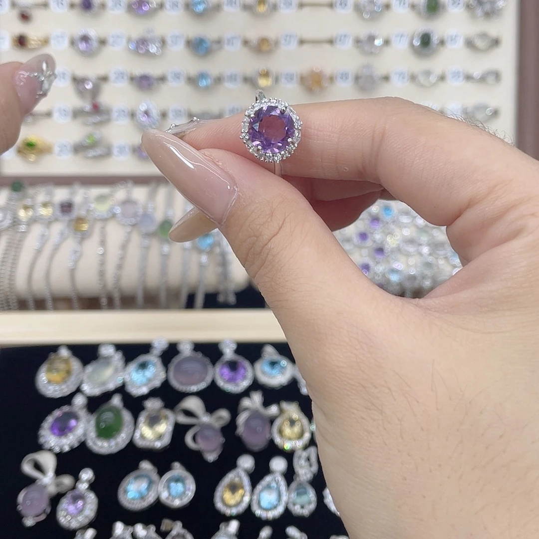 陶***眠戒指银S925镶嵌紫晶