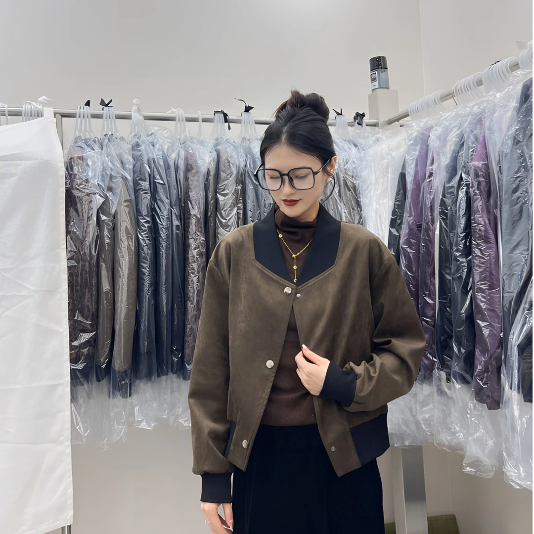 2531款【江城阔色】秋季新款麂皮绒面料高级轻奢定制小外套休闲时尚