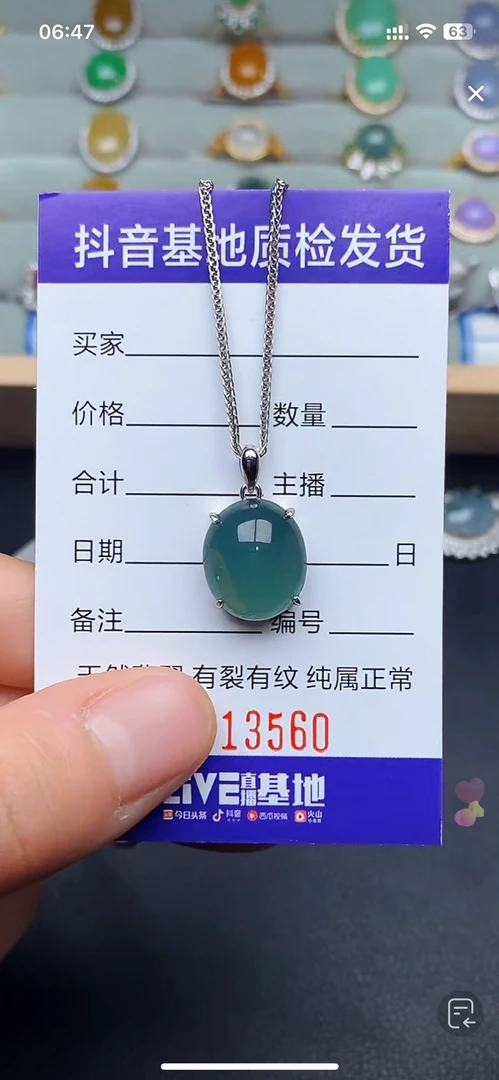 天然A货S925银镶翡翠项链1