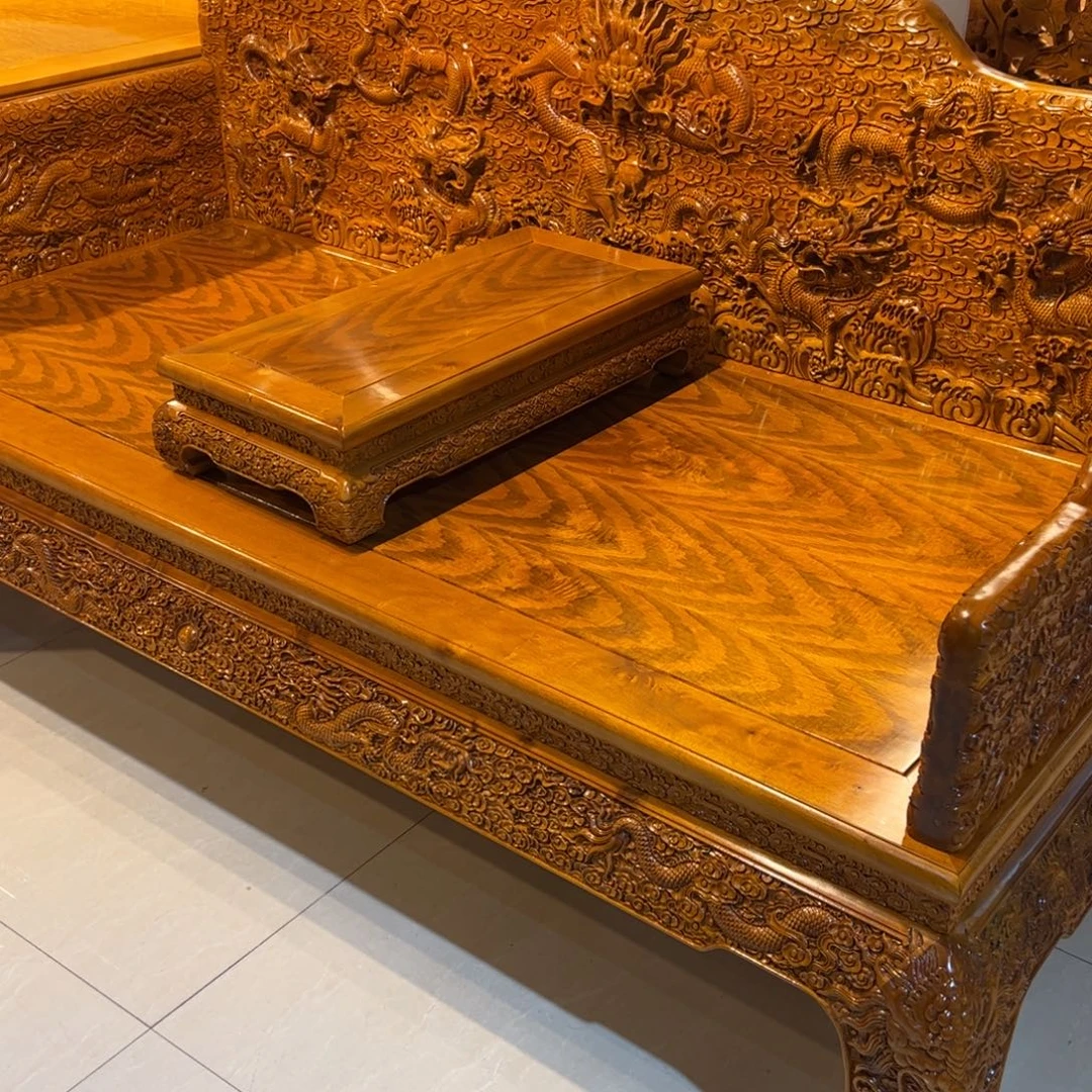 习***惯金丝楠金丝楠家具罗汉床两件套