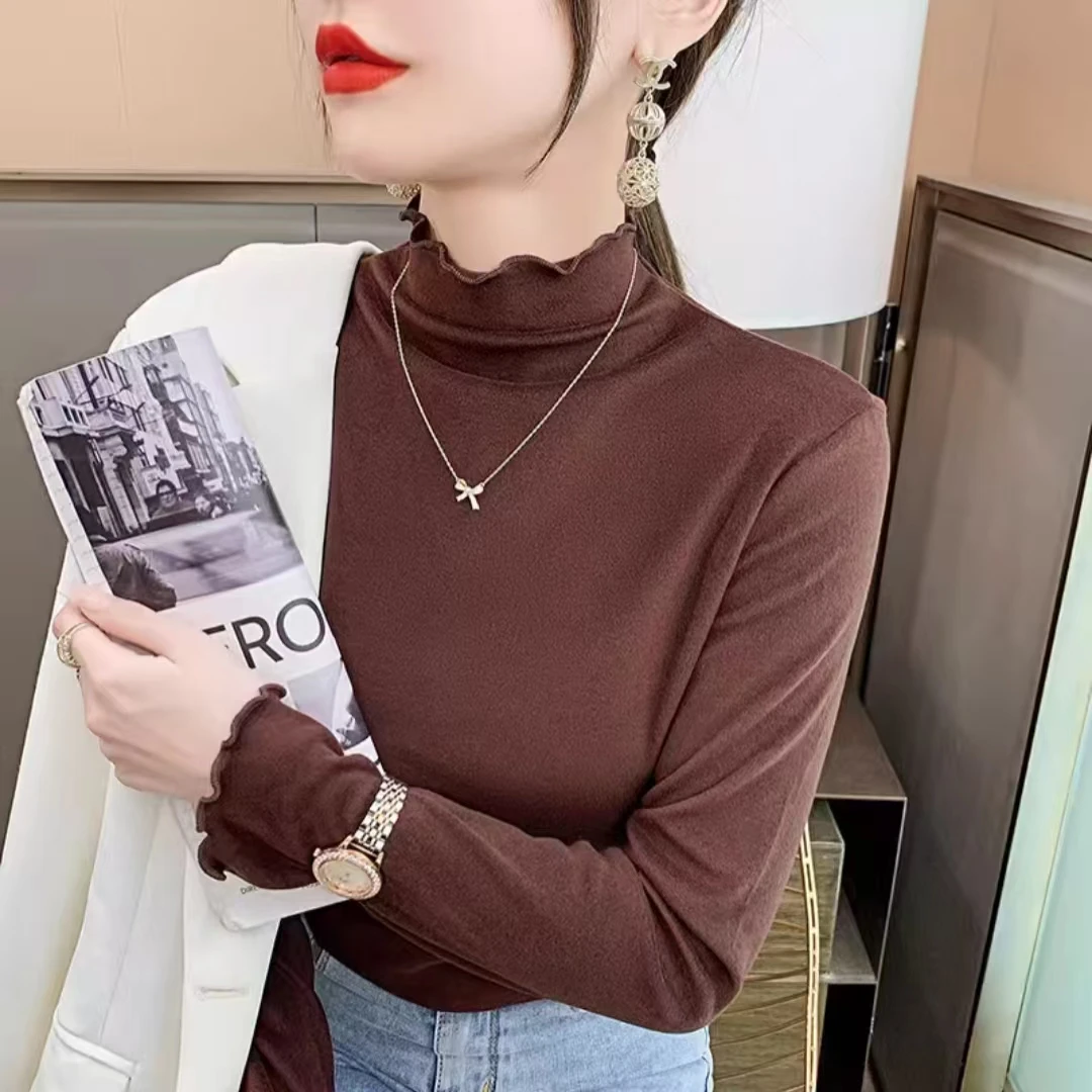 1521新款高级感修身木耳边长袖毛衣针织衫DDS/0108