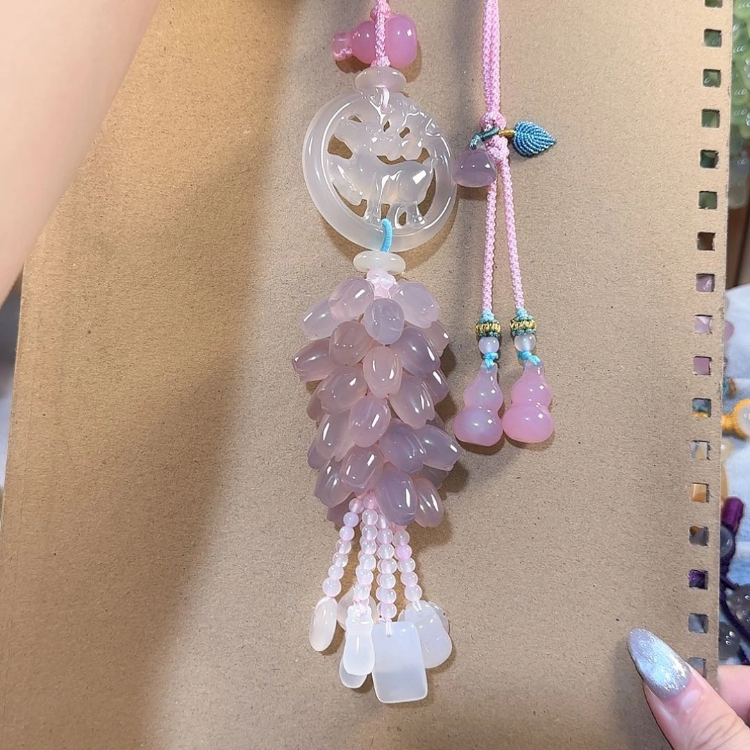 玛瑙/玉髓汽车挂件未镶嵌刺*瑰