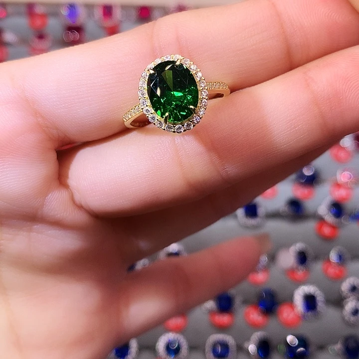 透辉石戒指银S925镶嵌