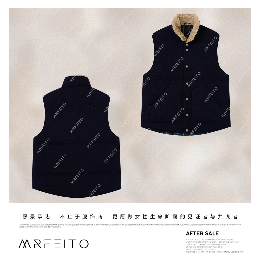 MRFEITO【诺丁山】90白鹅绒初剪羊毛小众坑条马甲H201MA02D35224