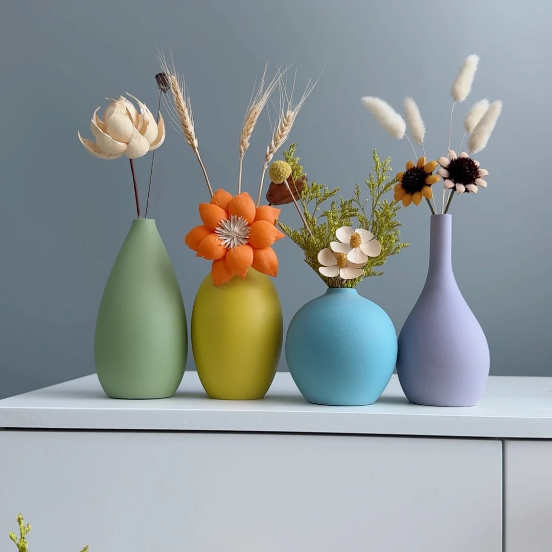 摆件陶瓷小花瓶摆件含花总含20-30cm
