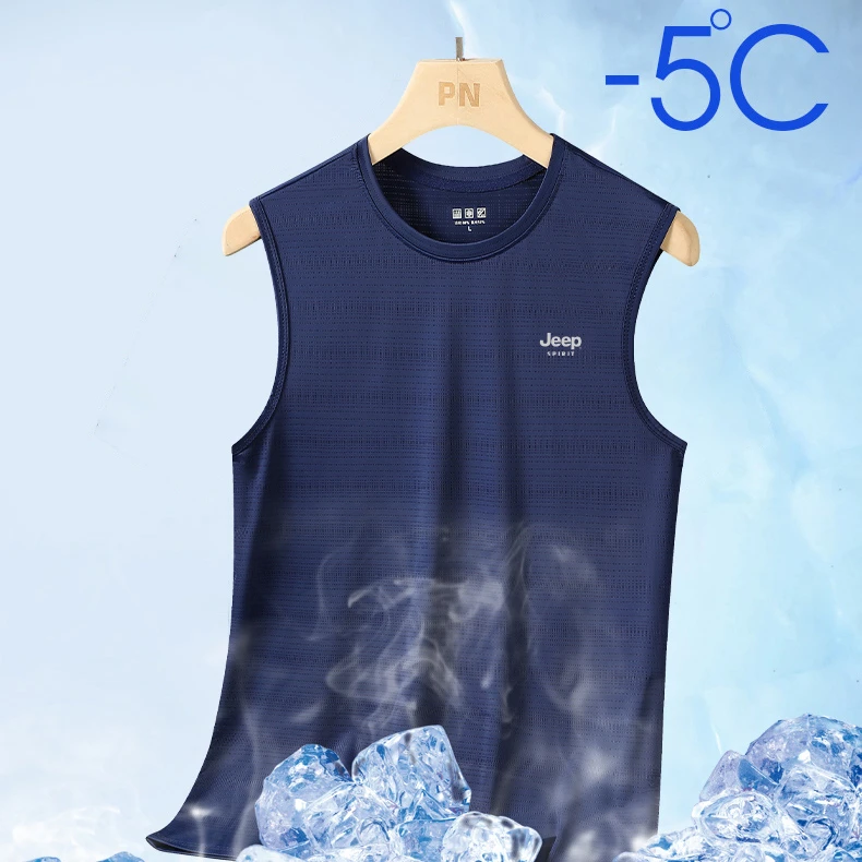 吉普JEEP新款男士夏季清凉夏季冰丝背心男士潮流舒适男士