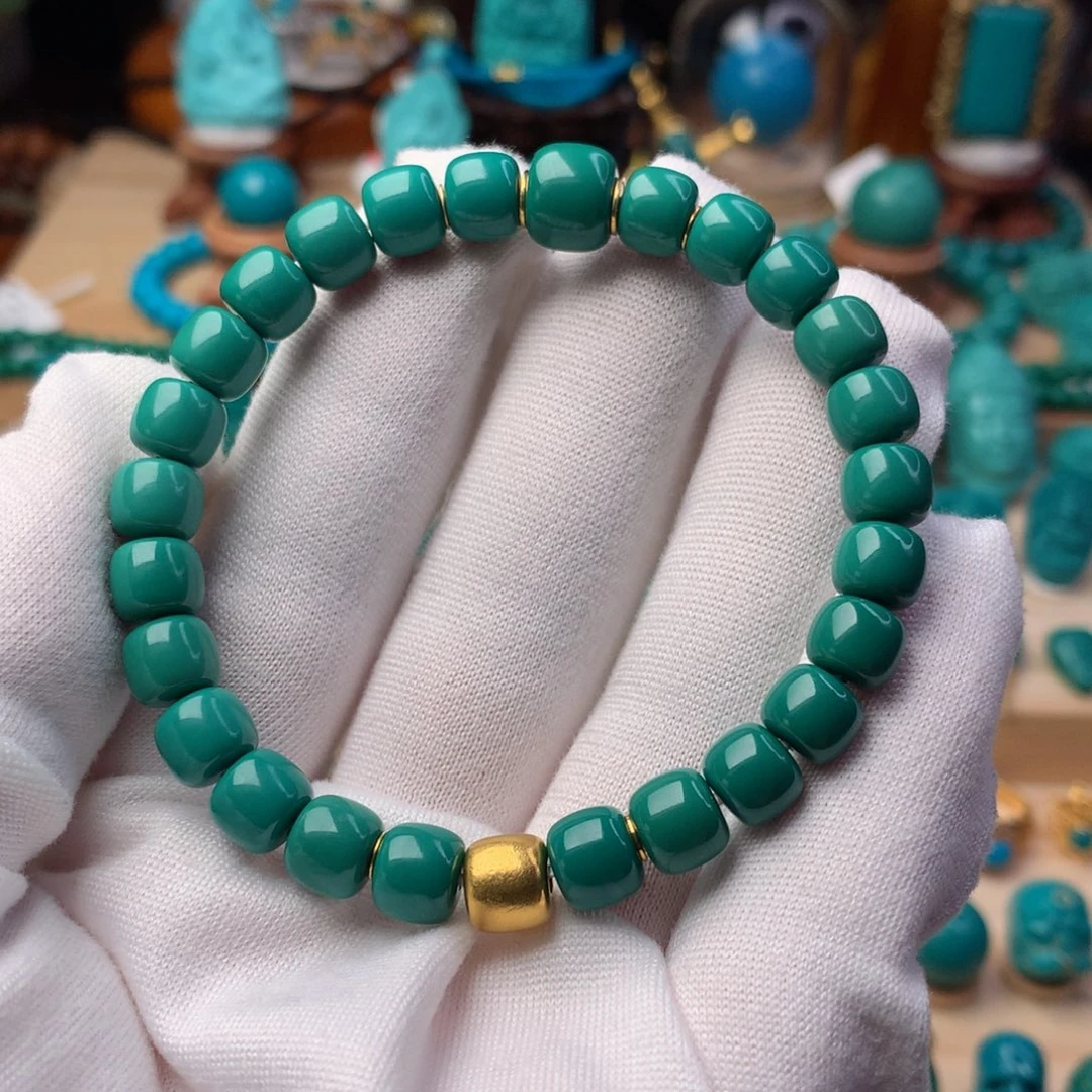 绿松石手串未镶嵌丫角山精品玉化款