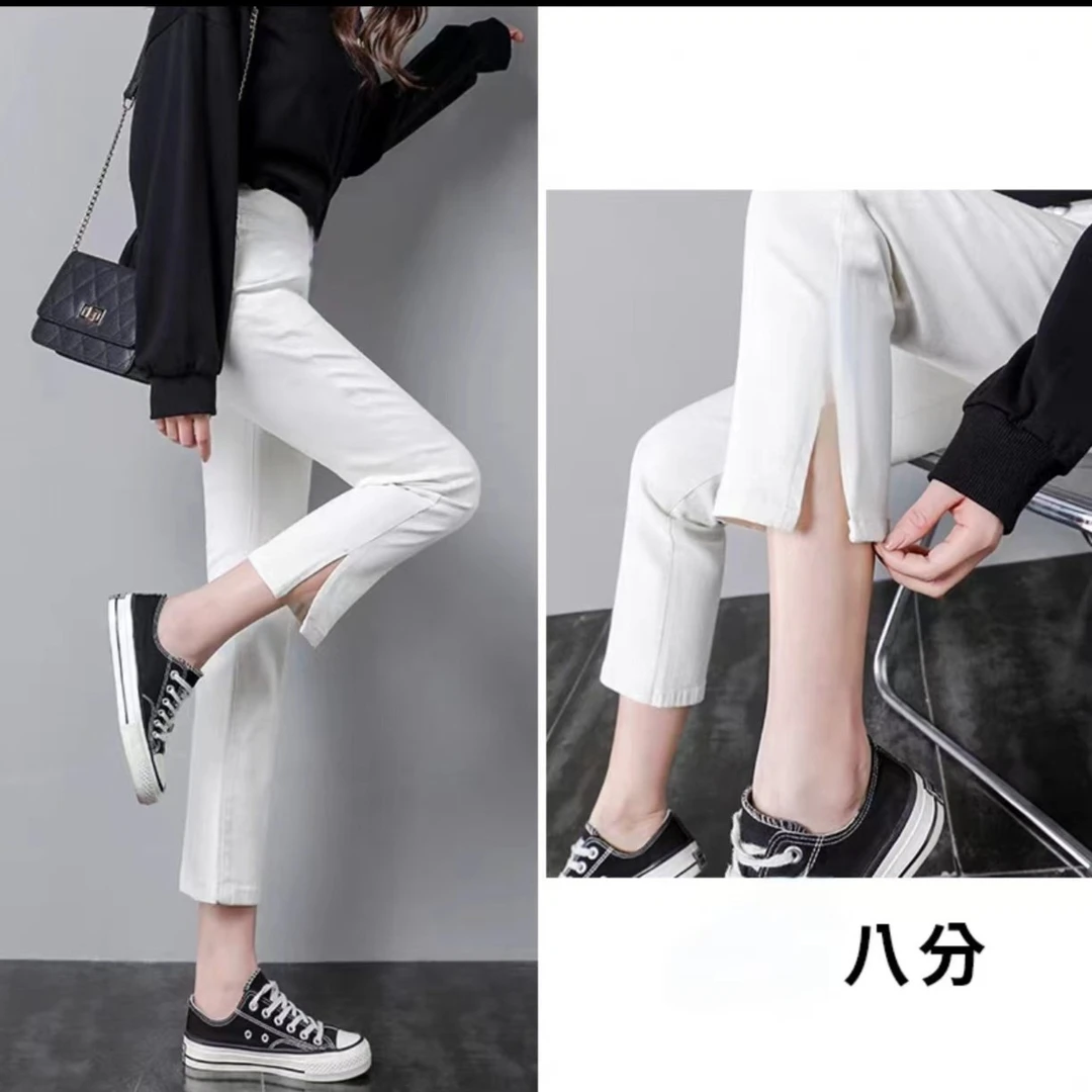 夏季新款大码高腰高弹力女7分烟管裤069