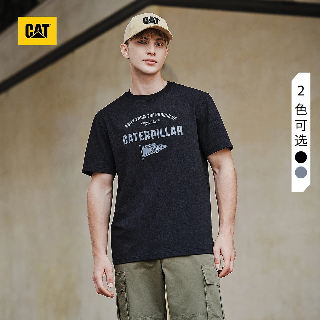 CAT卡特25春夏新品男士户外休闲简约纯棉圆领短袖T恤CO1TSW17731