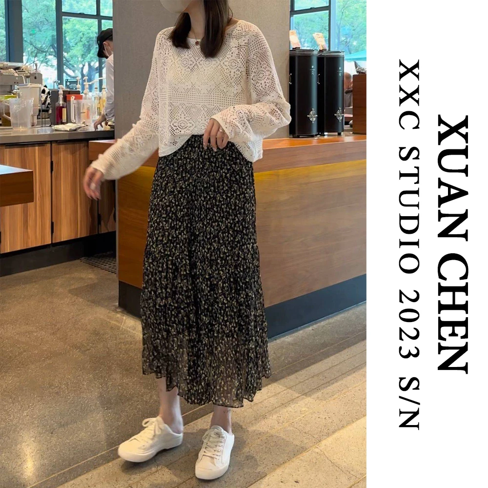 【明媚春光】夏季碎花显瘦半身裙中长款气质高腰遮屁股半身裙#1255