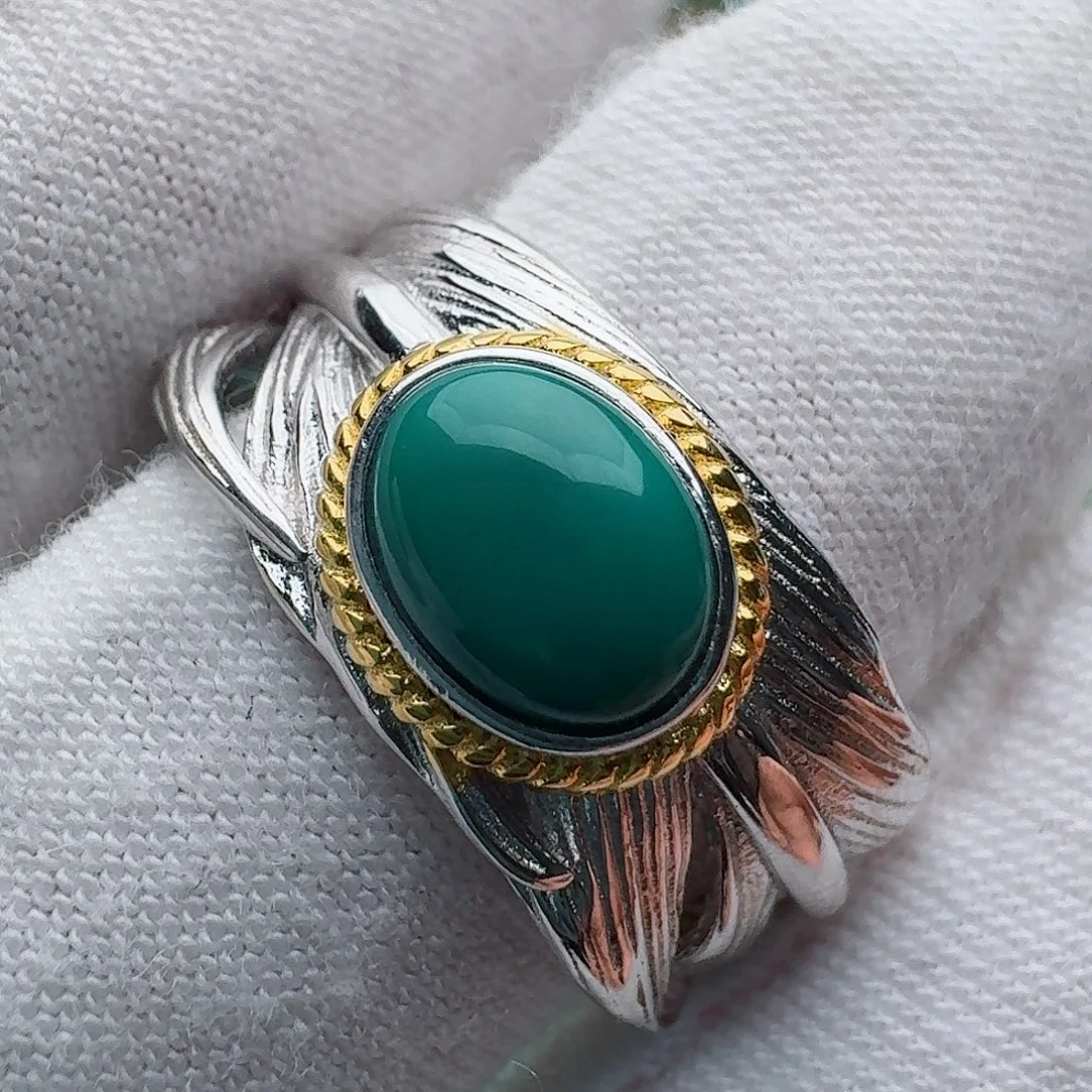 绿松石银S925镶嵌戒指