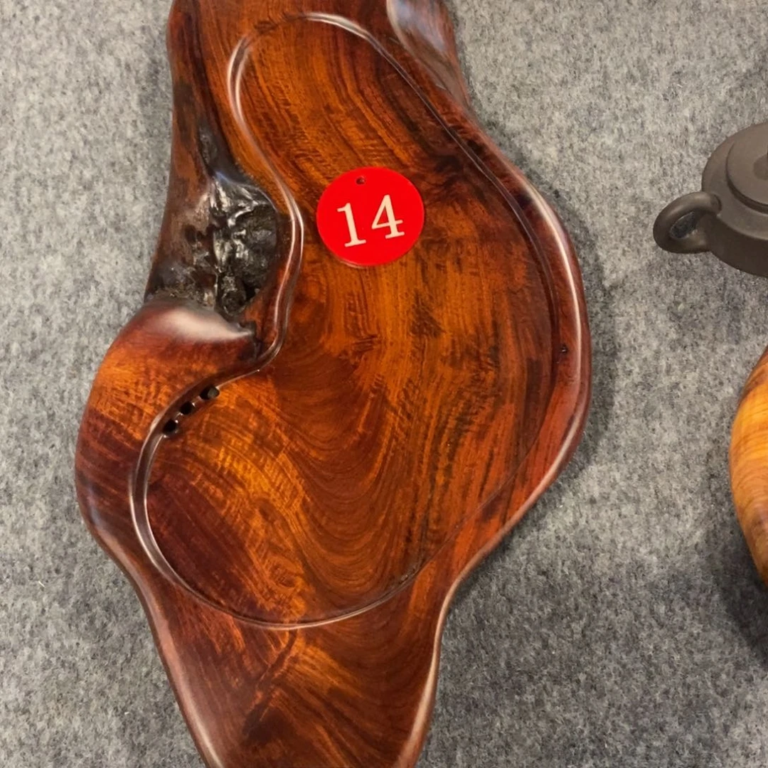 俯*缅甸红花梨自然随形茶盘