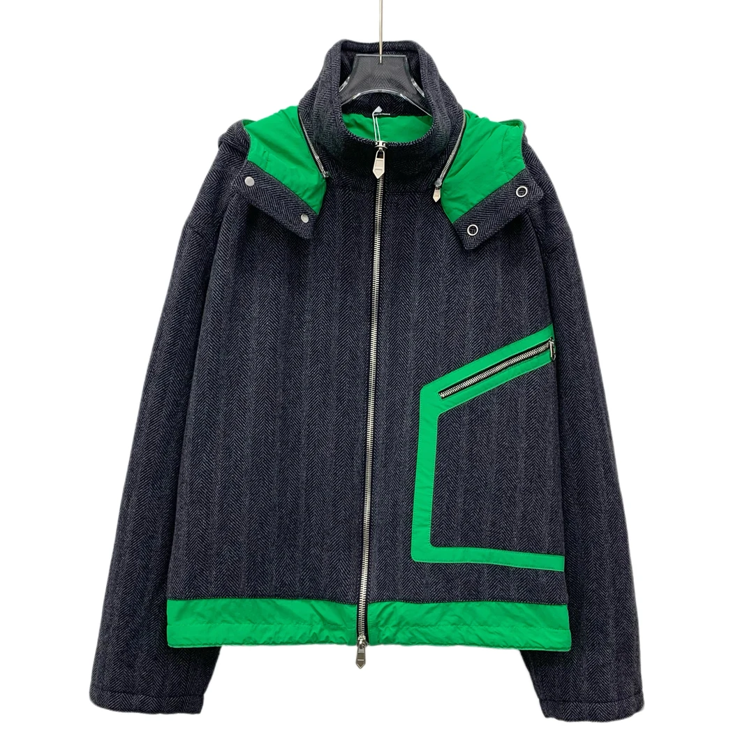 95新 Hermes/爱马仕 IM0241 拼色连帽立领长袖夹克外套