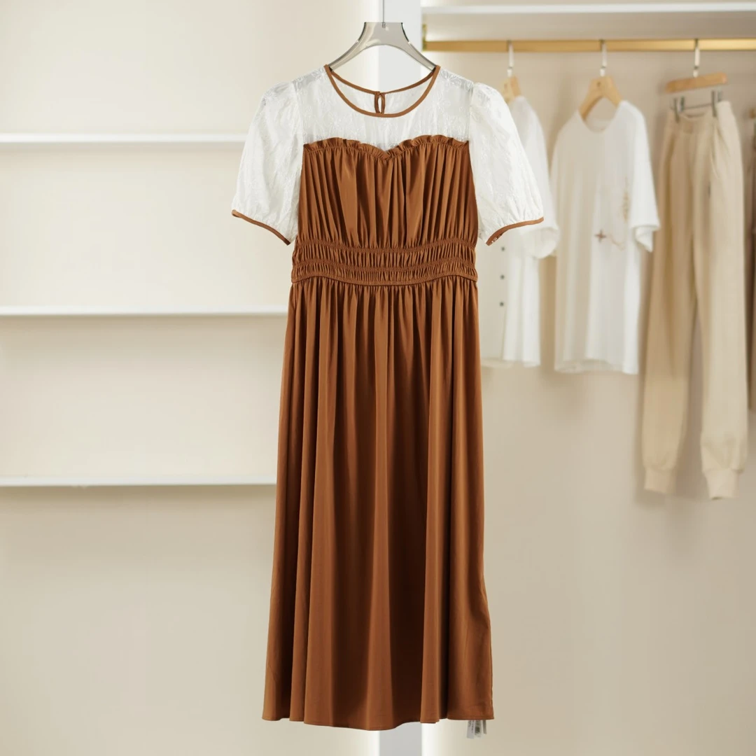 麦迪尚品【Miss-O】50421466 夏季简约拼接连衣裙品牌撤柜