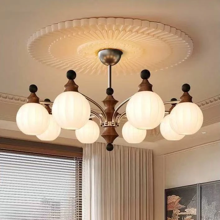 美式复古客厅灯吊灯卧室吊灯法式中古感实木书房餐厅吊灯灯具