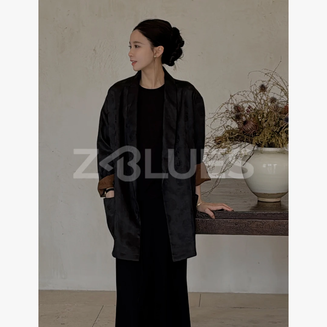 Z.blues【东方女性力量】19MM桑波段莨绸提花绑带西装YZLHKZ0020