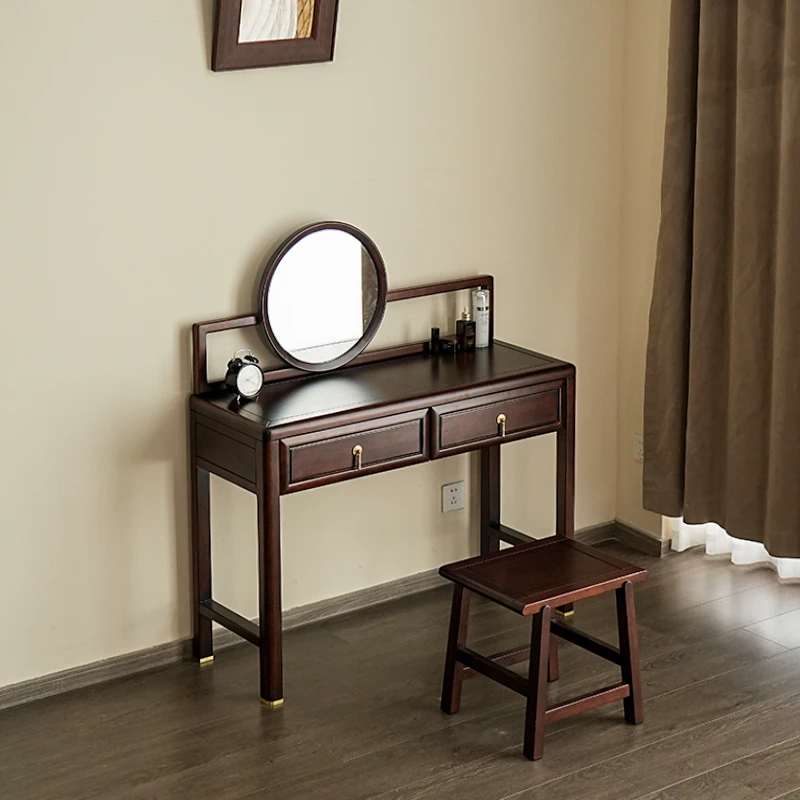 安庭木作乌金木远黛梳妆台实木家用书桌一体式卧室多功能化妆桌