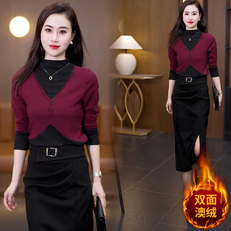 秋冬新款半高领德绒打底衫加厚保暖上衣女士百搭修身上衣显瘦内搭