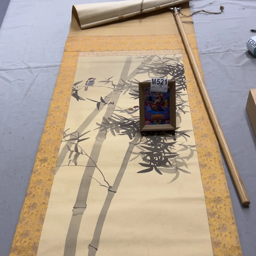 国画唐***金手绘临摹风景挂轴