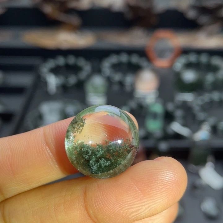 颈饰水晶未镶嵌绿幽灵圆牌定制