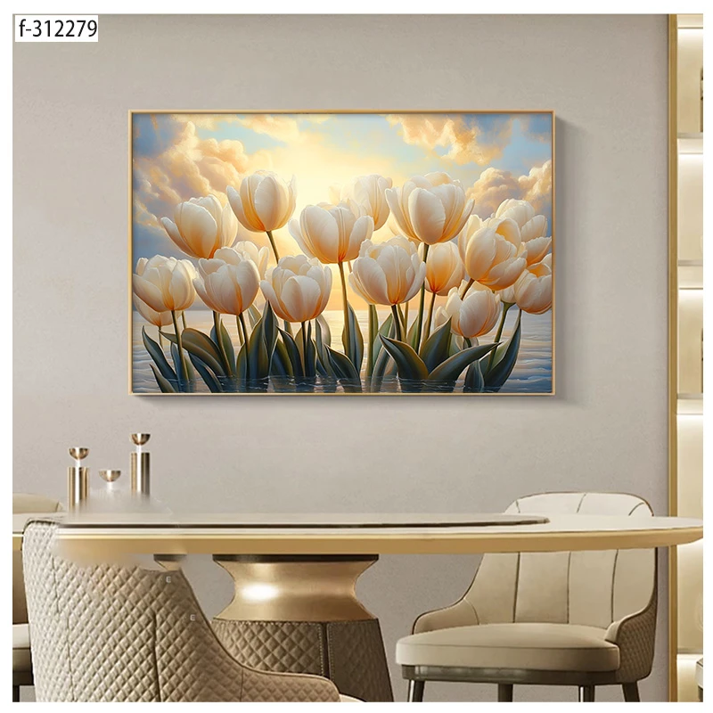 现代简约郁金香喷绘装饰画卧室客厅餐厅挂画