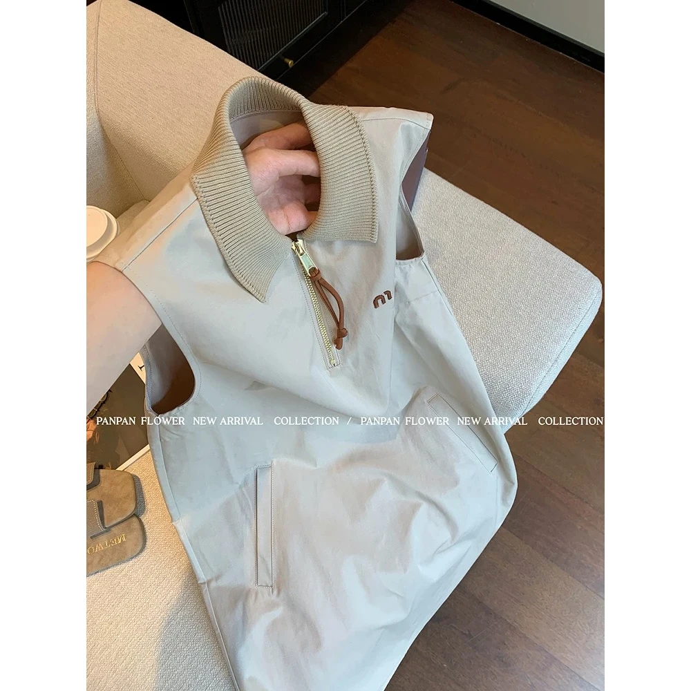 G高级感减龄显瘦简约polo领无袖连衣裙女2025夏季新款设计气质佳