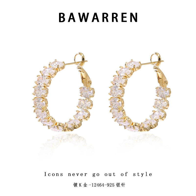 Bawarren 意❤ 12464-【满钻耳圈】耳环百搭