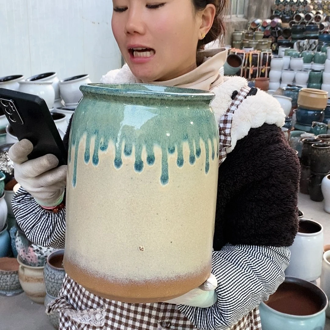 紫砂花盆瑕疵口17高26