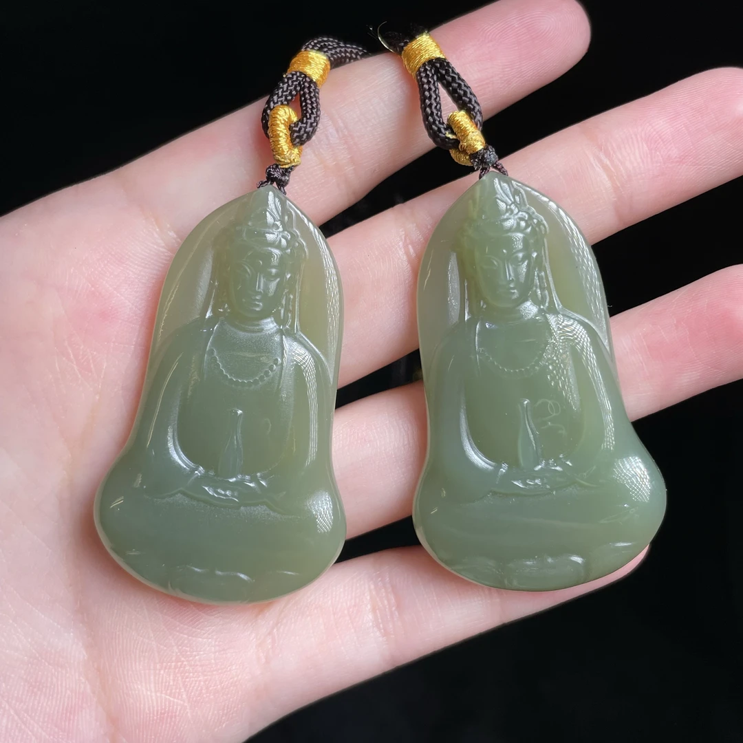 【玉总珠宝】和田玉观音吊坠-约49*29*5mm 多样性发一CAN1420554