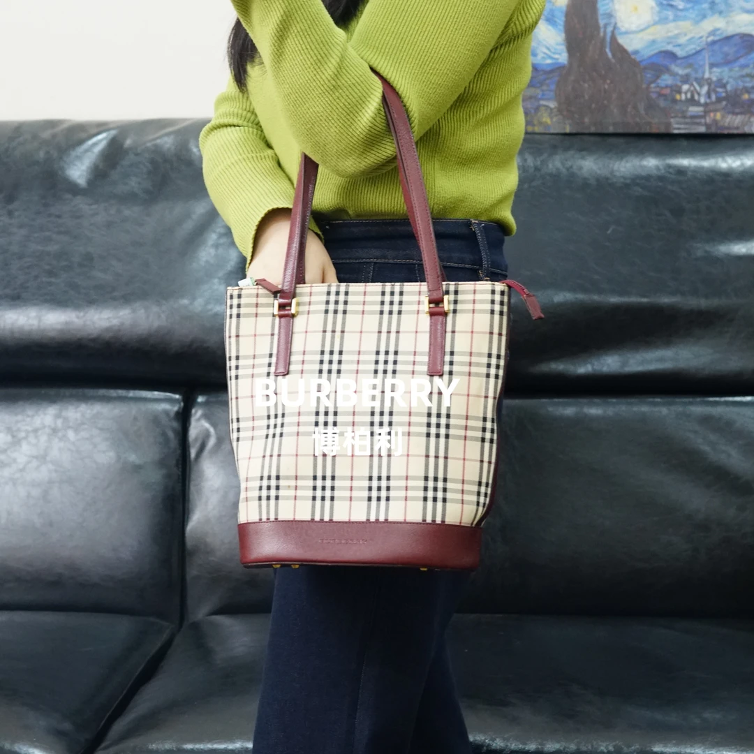 95新 BURBERRY/博柏利 巴宝莉/格纹单肩包/FYJJ12816542/6542