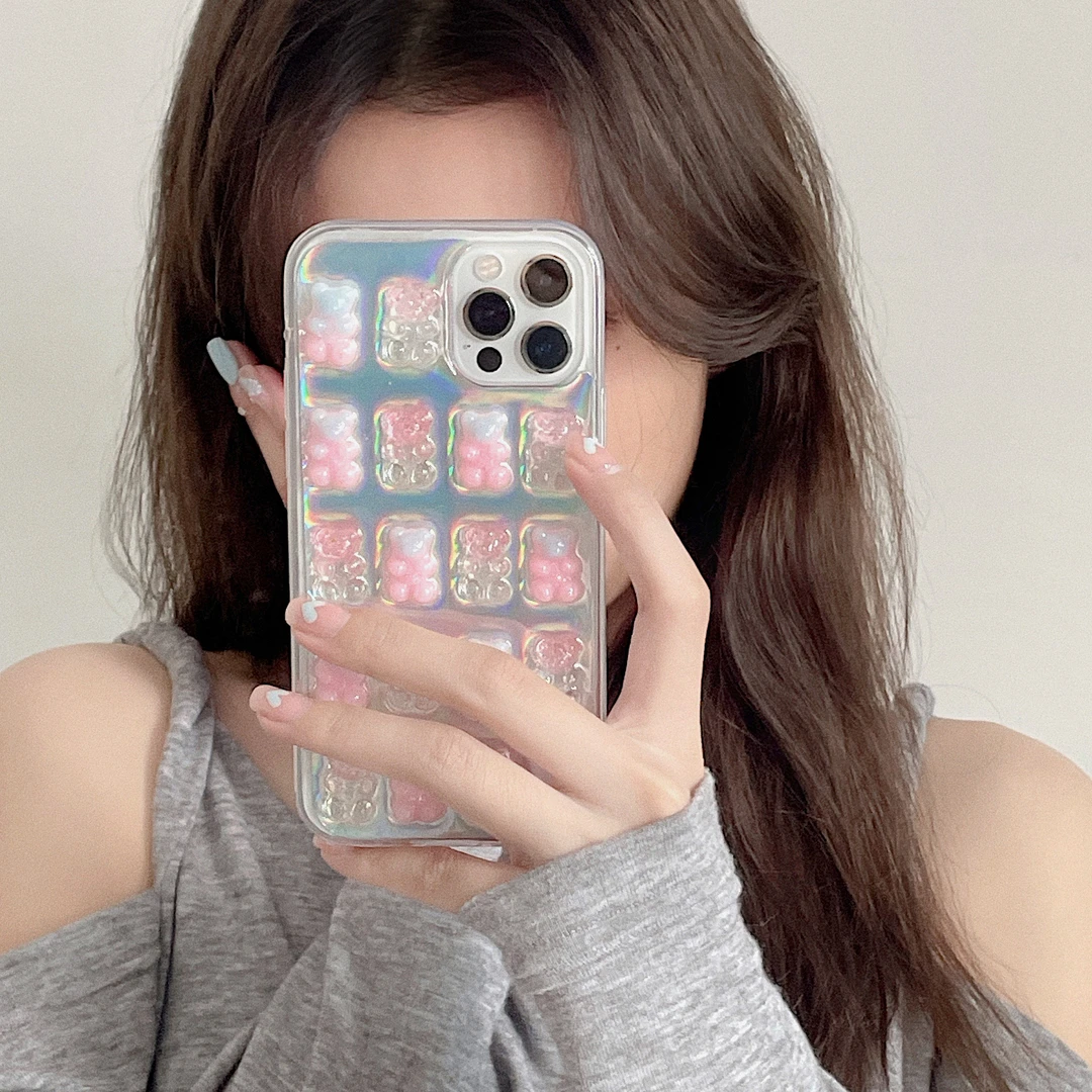 可爱软糖小熊适用苹果16手机壳华为 荣耀 小米软壳oppo vivo少女