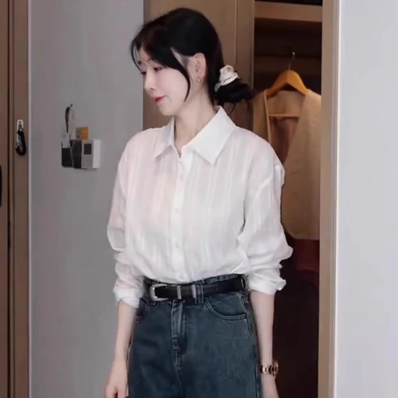 防晒衣女长袖条纹衬衫外套上衣2025夏装新款时尚宽松薄款叠穿衬衣