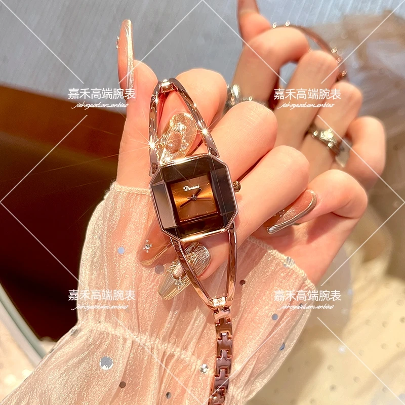 【嘉禾】【高配版不褪色】时尚方形镂空手链手表气质百搭女表腕表