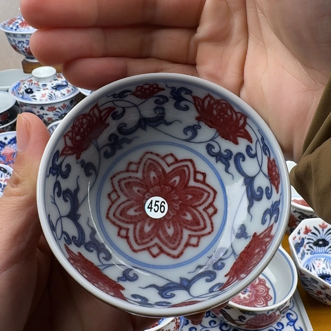 微瑕釉里红普洱杯