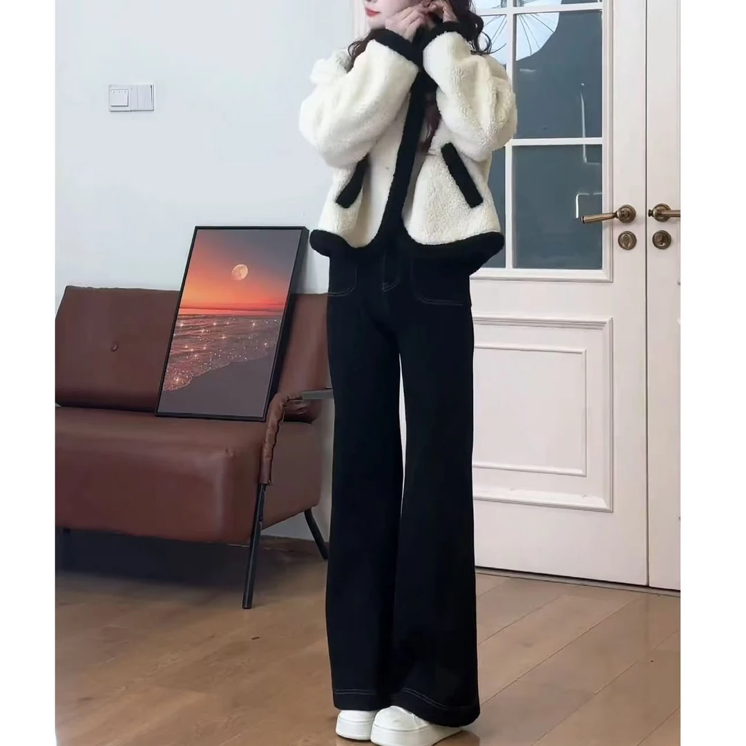 【现货】2025年秋季新款爆款时尚百搭小香风外套显瘦牛仔裤两件套装