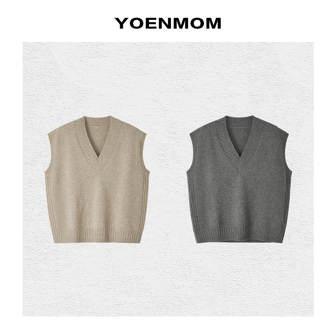 YOENMOM·叠穿秀·康赛妮A级100山羊绒复古简约通勤慵懒风V领马甲