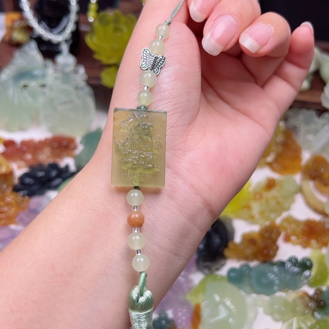 蛇纹石玉未镶嵌钥匙扣