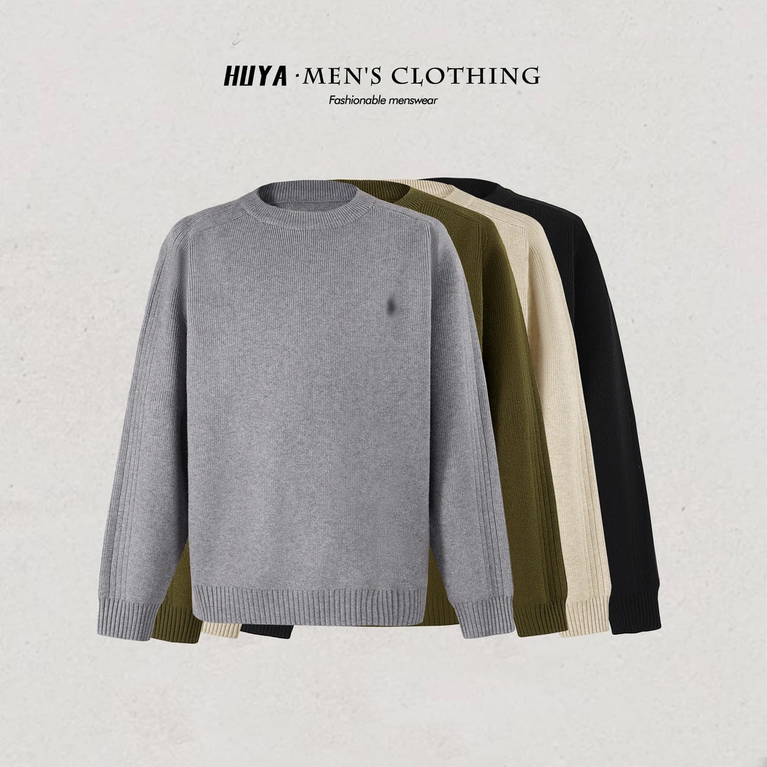 【大鹏专属】针织衫男士冬季保暖骑马标纯色休闲百搭圆领毛衣M8120