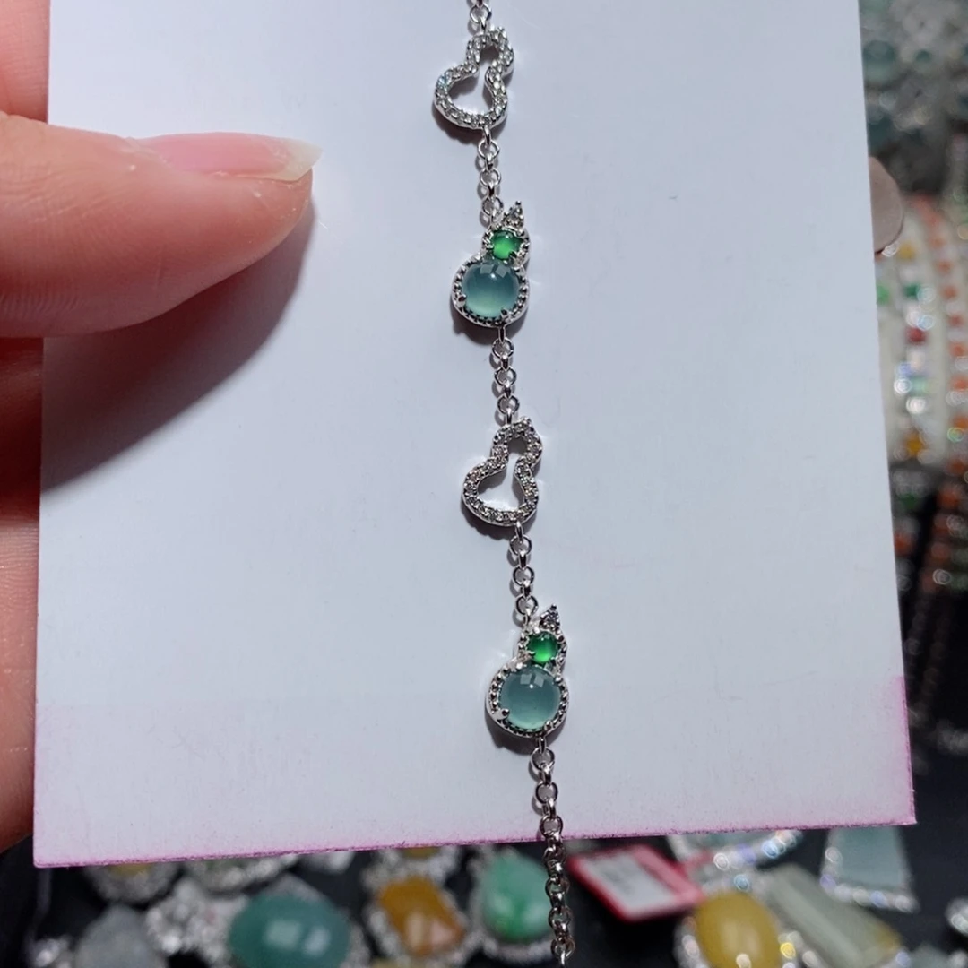 翡翠手链银S925镶嵌 c c c