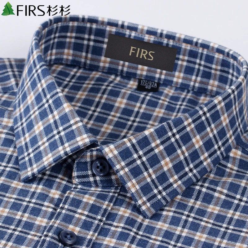 【大肚遮肉】杉杉商务休闲新款长袖纯棉磨毛男衬衫日常外穿格子衬衣