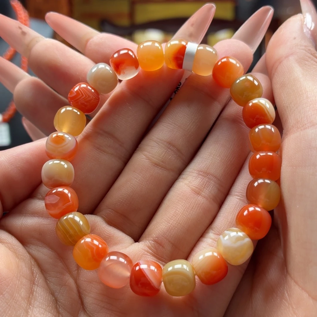 南红玛瑙未镶嵌手串原矿保山南红蒲缥多宝手串卡8.8