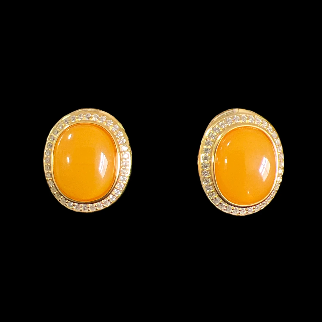 5130蜜蜡耳钉孤品