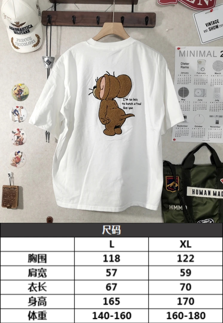 日单白色复古迪士家杰瑞可爱老鼠T恤