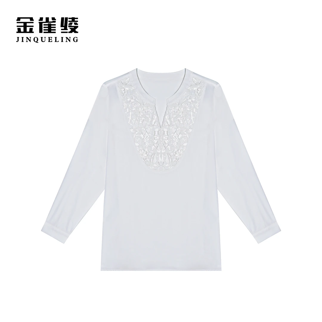 金雀绫【白玉兰】时尚优雅轻奢百搭显瘦纯色衬衫SZ1S07
